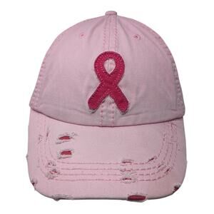 Pink Ribbon Hope Cancer Awareness Baseball Cap Pink OS Distressed Wild Wear